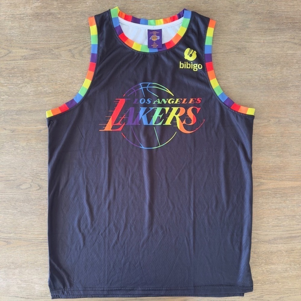 Los Angeles Lakers Jersey Men's XL Black Rainbow 2022 Pride Night Shirt LGBTQIA+
